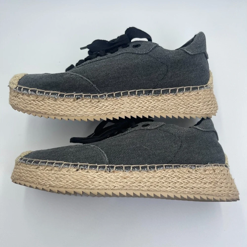 JLO Jennifer Lopez Lolan Espadrille‎ Sneakers Womens US 7M Black Platform Shoes